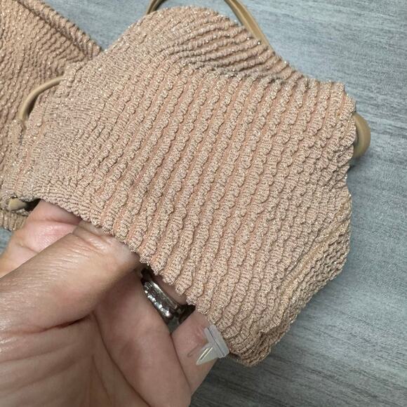 NWT Aerie Scoop bikini top tan glittery adjustable hook in the back sz small - Picture 3 of 6